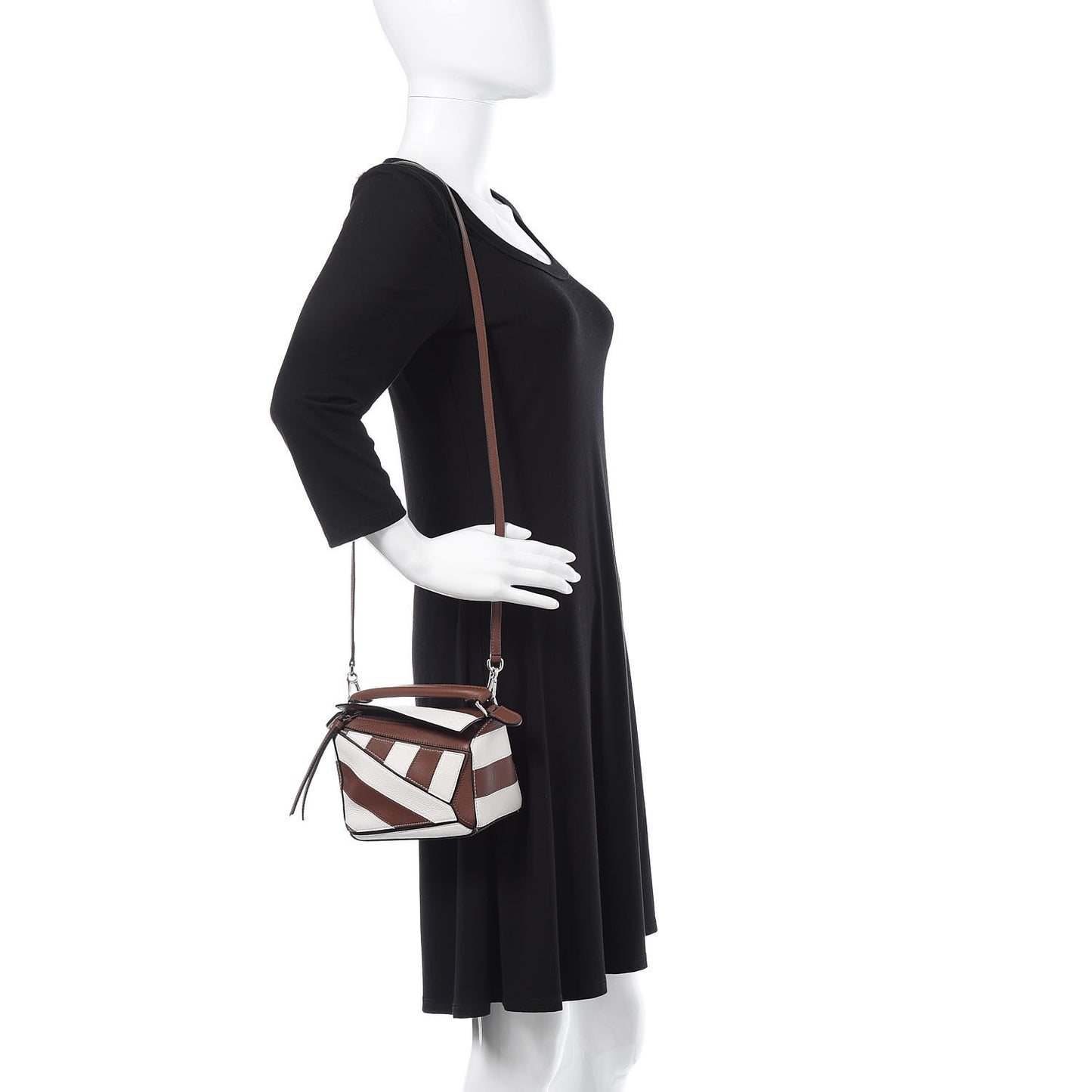 Calfskin Rugby Mini Puzzle Bag Brunette Soft White