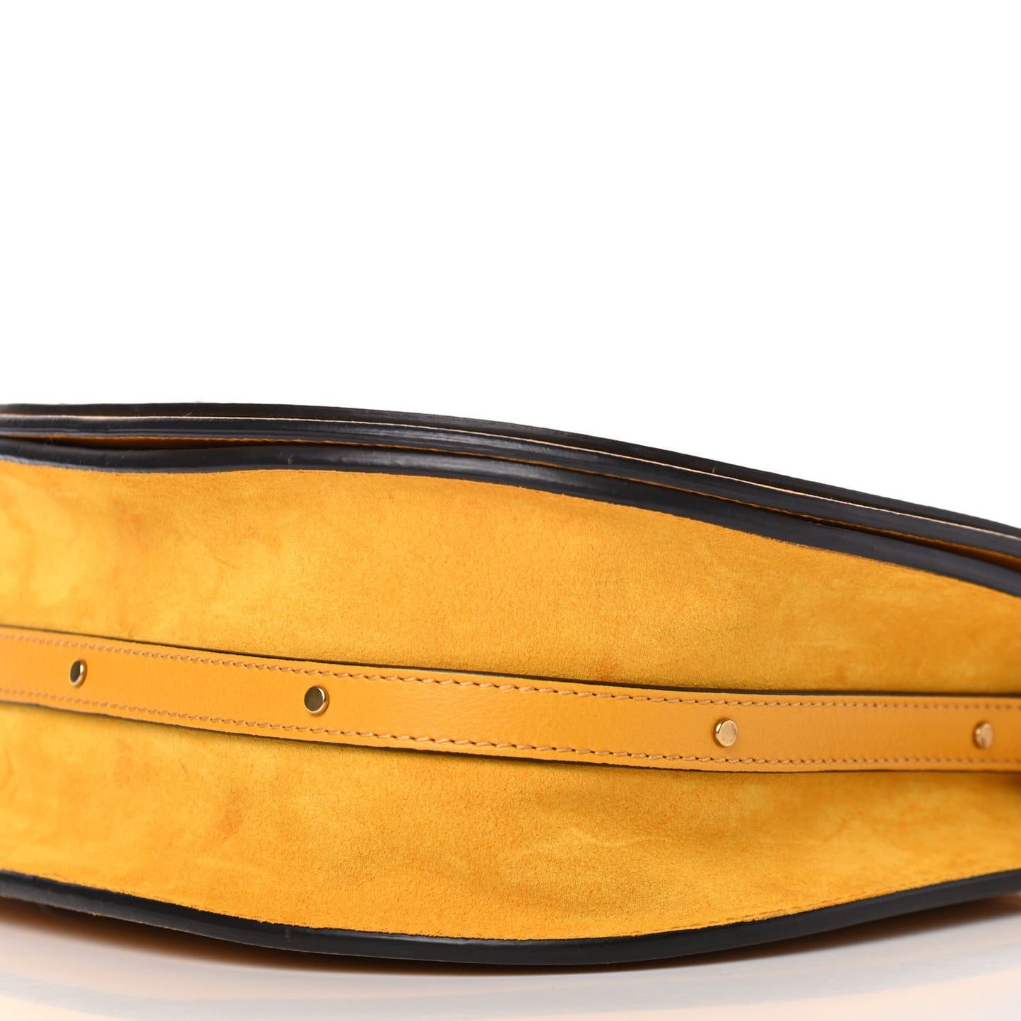 Calfskin Suede Medium Nile Bracelet Bag Dark Ochre
