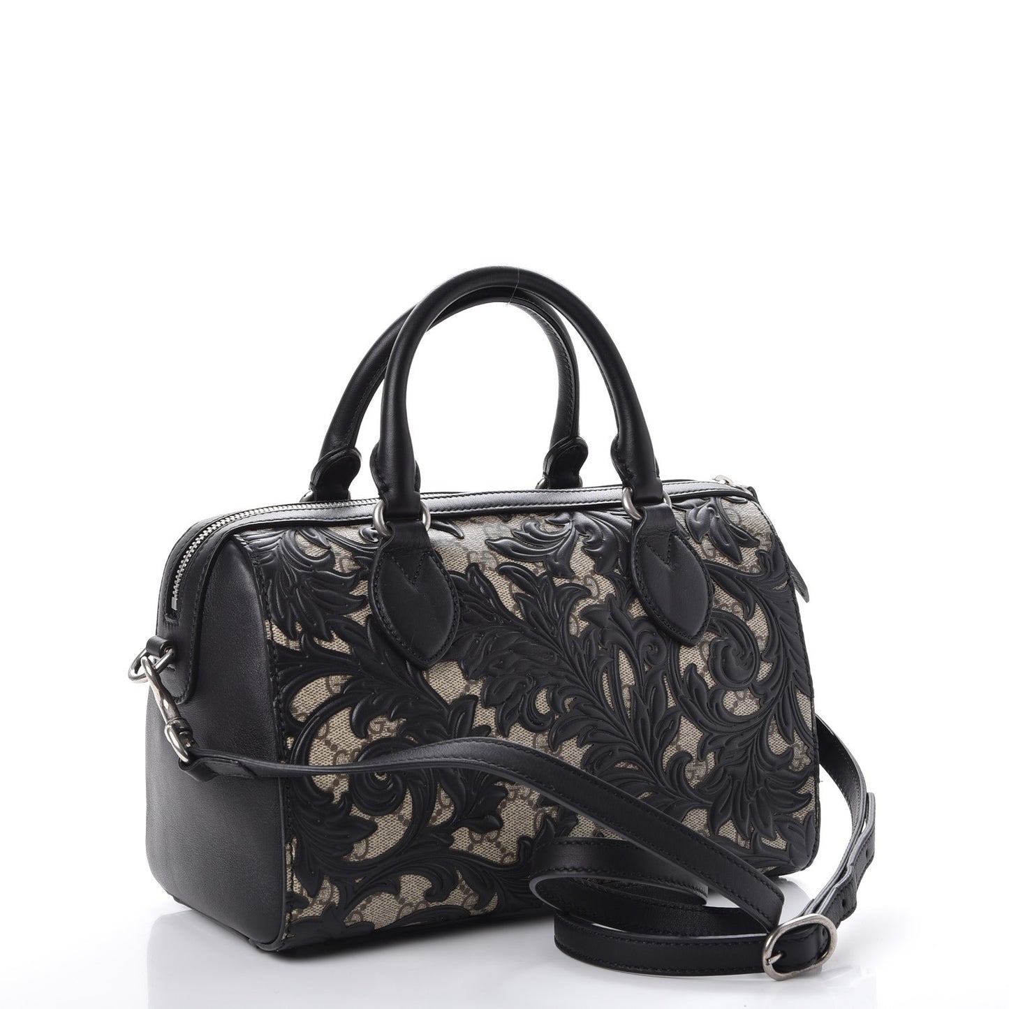 GG Supreme Monogram Arabesque Small Boston Black