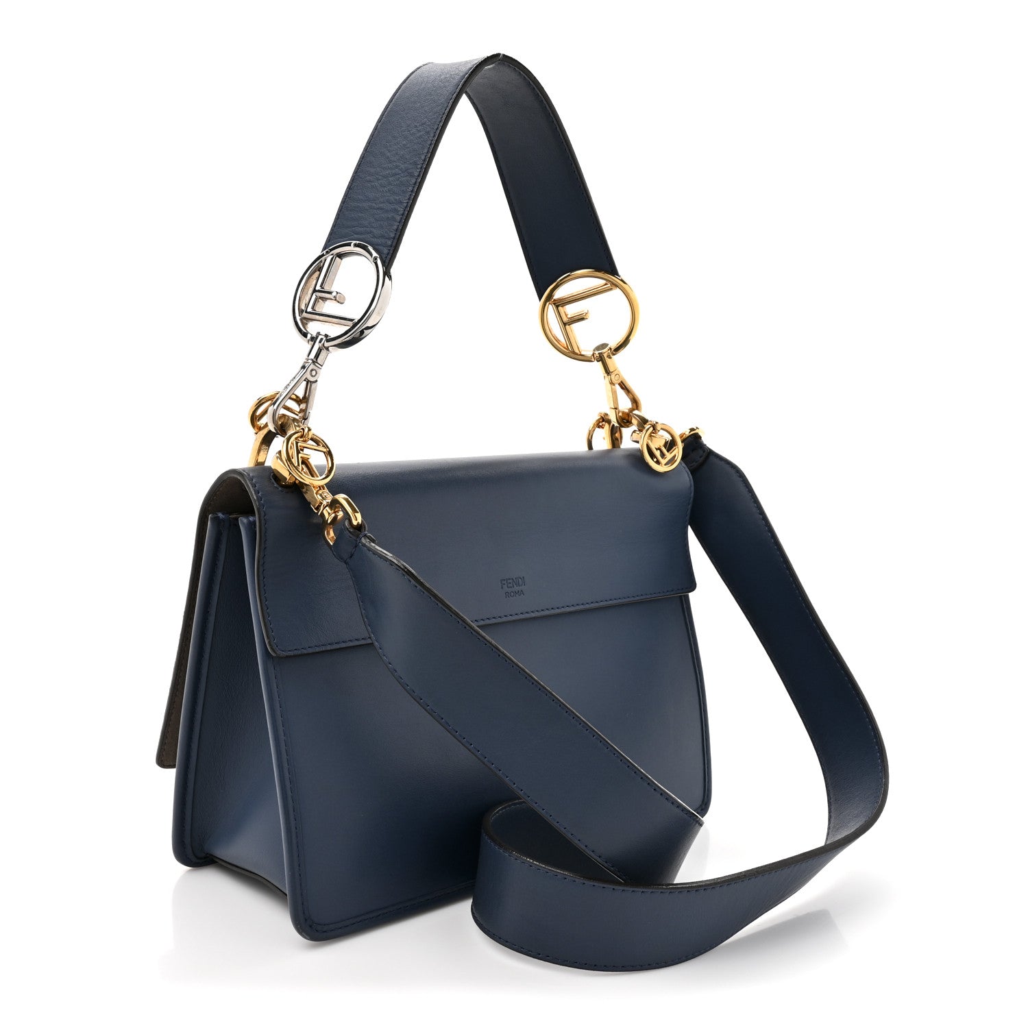 Fendi Vitello Century Opaco F is Fendi Kan I Shoulder Bag Blu Scuro 3 of 19