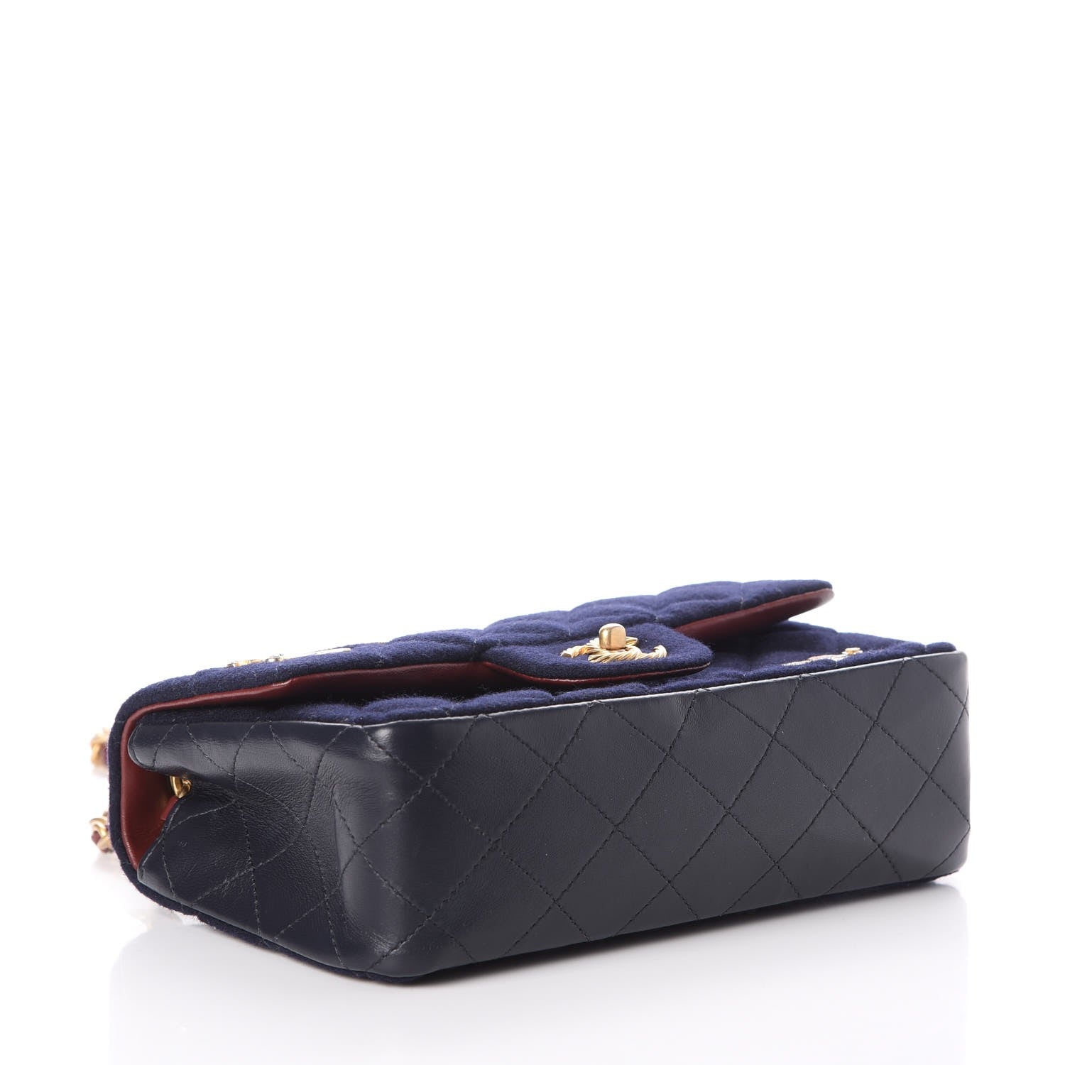 Chanel Felt Quilted Paris-Hamburg Charms Mini Rectangular Flap Dark Navy 4 of 11