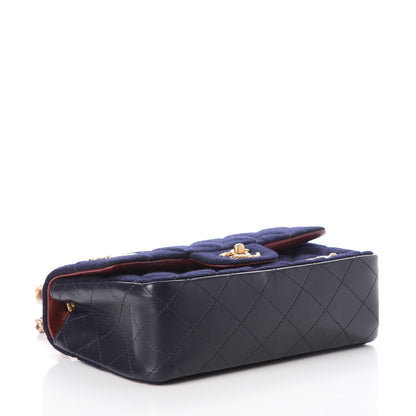 Chanel Felt Quilted Paris-Hamburg Charms Mini Rectangular Flap Dark Navy 4 of 11