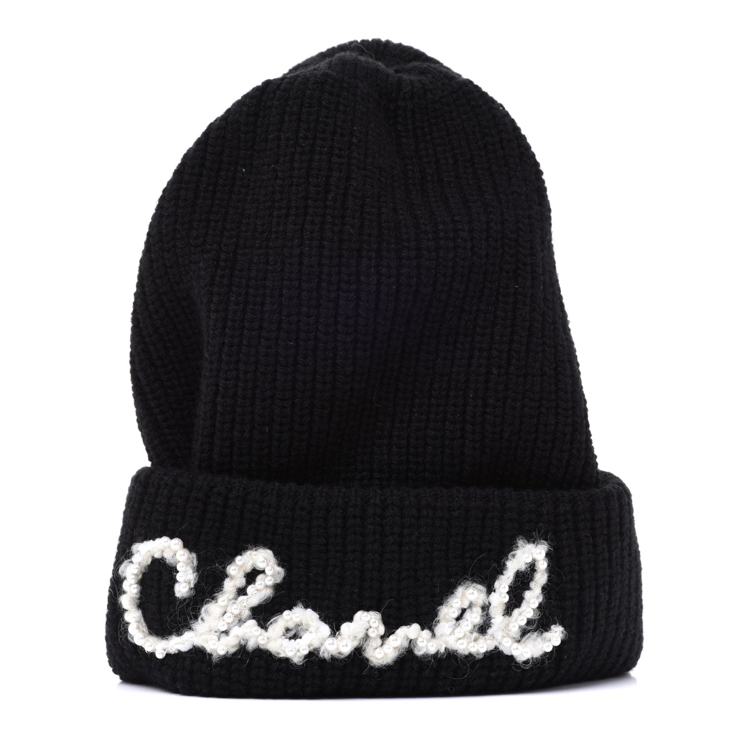 Cashmere Logo Beanie Hat Black White