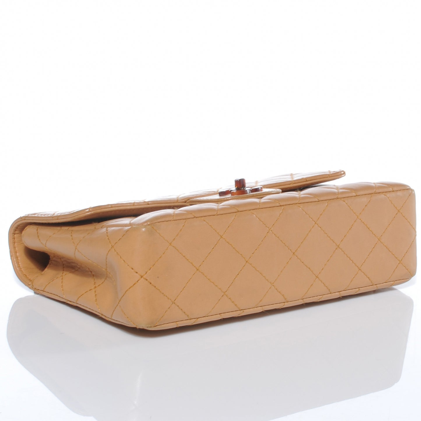 Lambskin Tortoise Chain Small Flap Beige