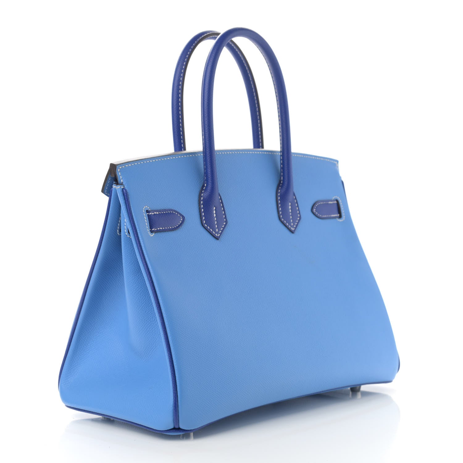 Hermes Epsom Horseshoe Bi Color Birkin 30 Bleu Paradis Bleu Electrique 2 of 13