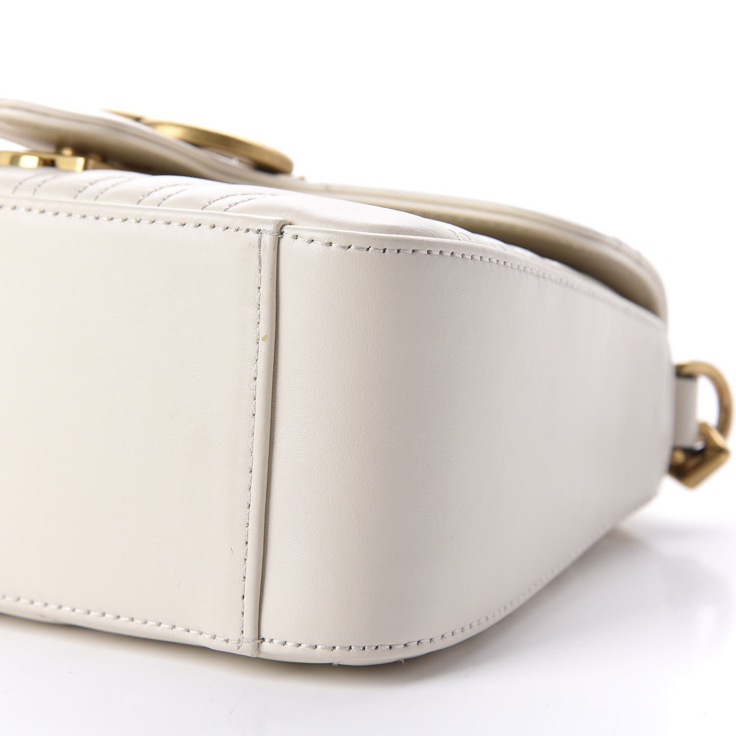 Calfskin Matelasse Mini GG Marmont Top Handle Shoulder Bag White