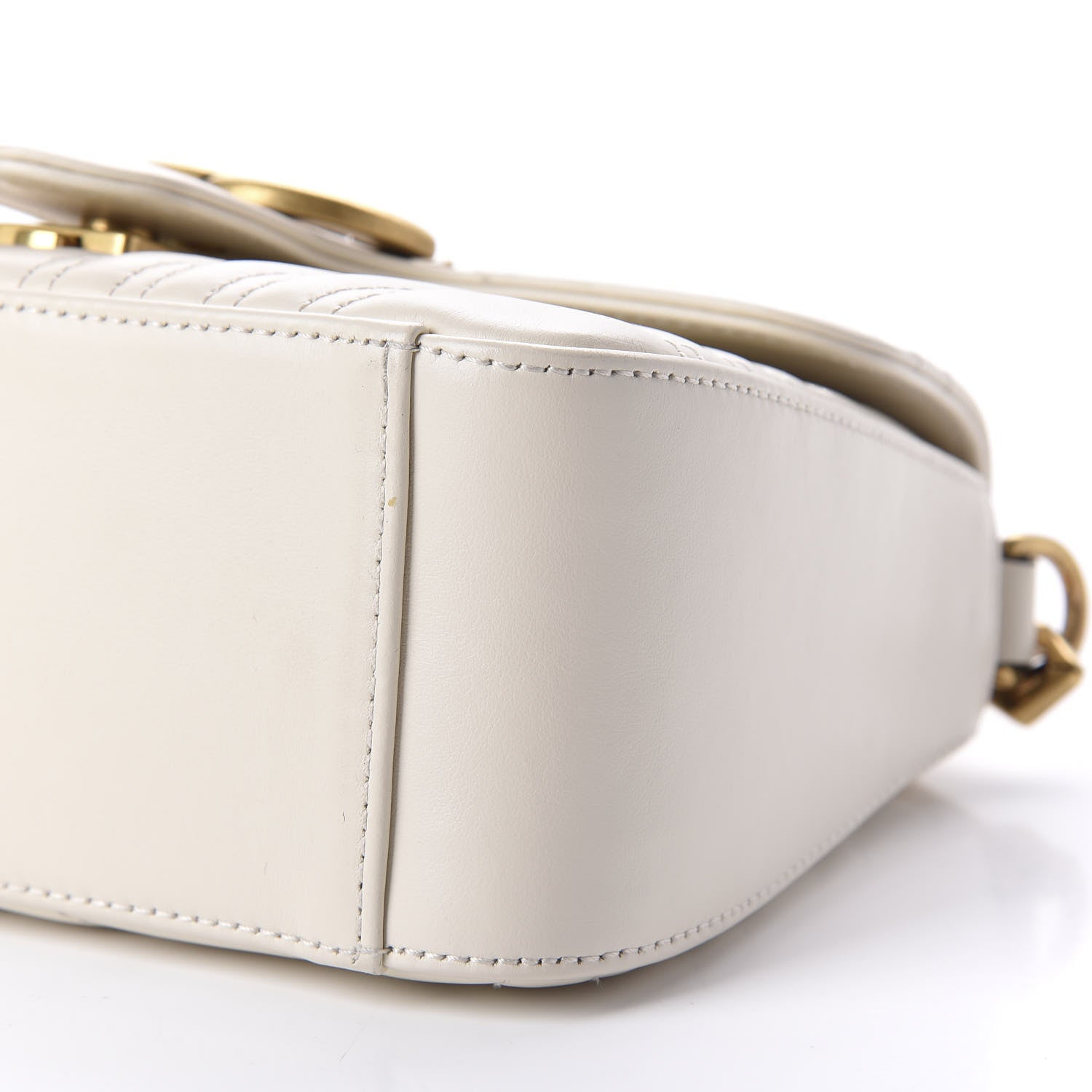 Gucci Calfskin Matelasse Mini GG Marmont Top Handle Shoulder Bag White 7 of 10