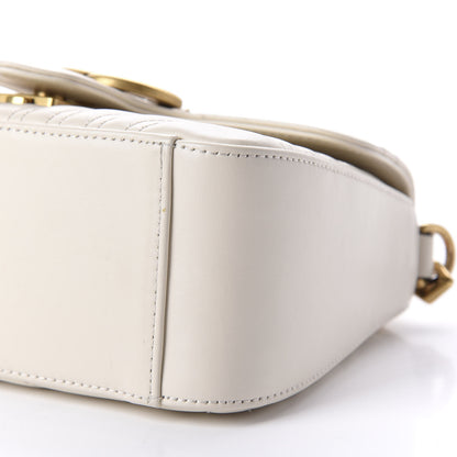 Gucci Calfskin Matelasse Mini GG Marmont Top Handle Shoulder Bag White 7 of 10