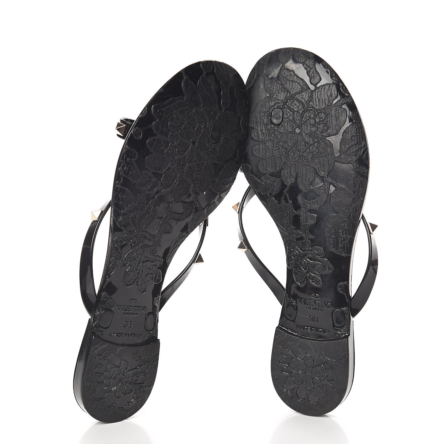 Valentino Garavani PVC Jelly Rockstud Bow Thong Sandals 38 Black 7 of 7