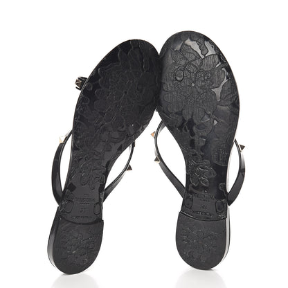 Valentino Garavani PVC Jelly Rockstud Bow Thong Sandals 38 Black 7 of 7