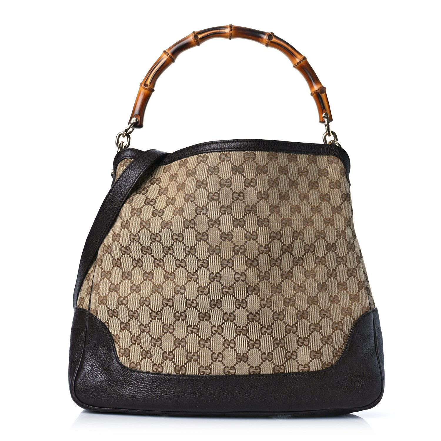 Gucci Monogram Medium Diana Bamboo Shoulder Bag Dark Brown 1 of 12