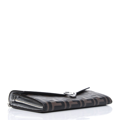 Fendi Vitello Soft Catalan Mirror F is Fendi Bi-Color FF 1974 Embossed Continental Envelope Wallet On Chain Maya Black Argento 4 of 12