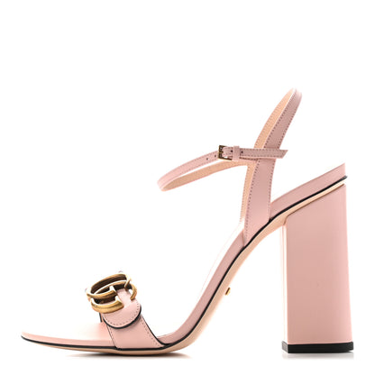 Gucci Lifford Calfskin GG Marmont Ankle Wrap 105mm Sandals 39 Perfect Pink 1 of 9