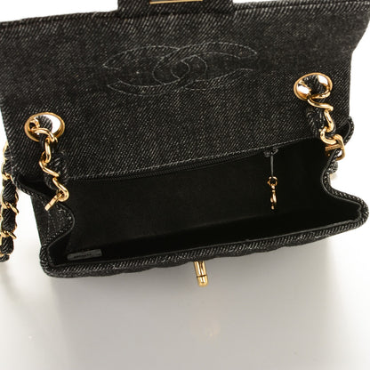 Chanel Denim Quilted Mini Square Flap Black 6 of 7