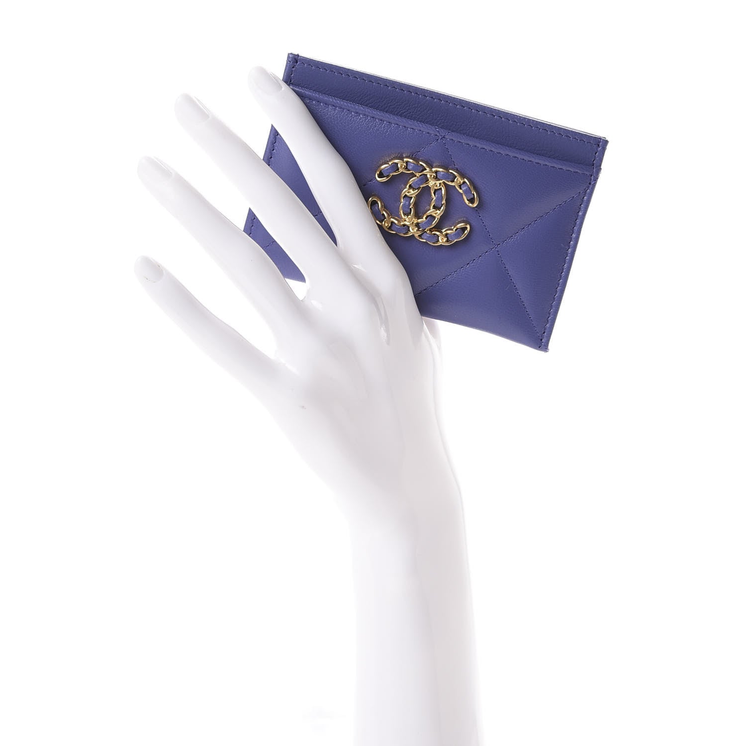 Chanel Shiny Goatskin Quilted 19 Card Holder Purple 2 of 9