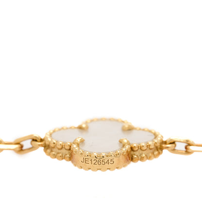 Van Cleef & Arpels 18K Yellow Gold Mother of Pearl 5 Motifs Vintage Alhambra Bracelet 4 of 6