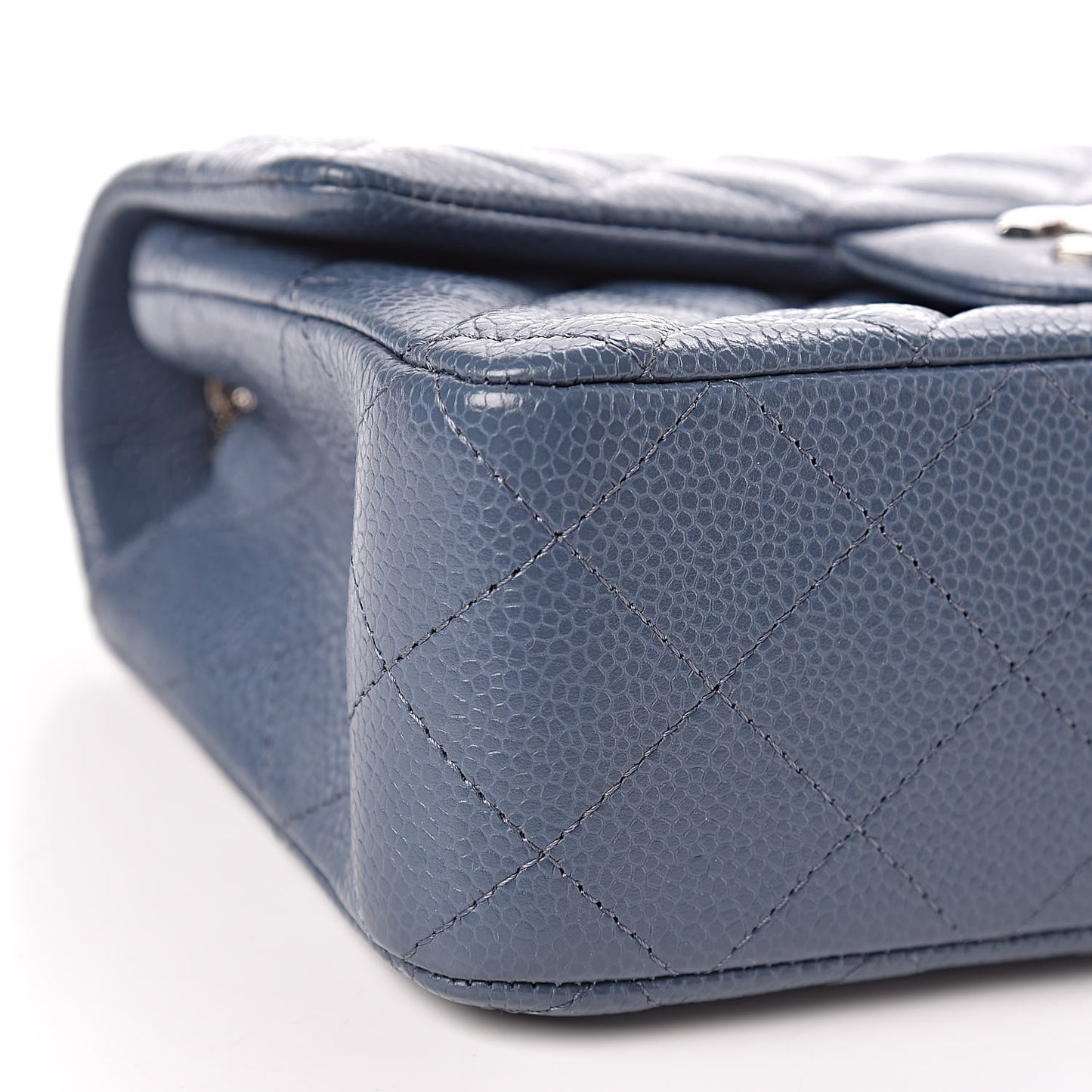Caviar Quilted Mini Rectangular Flap Blue