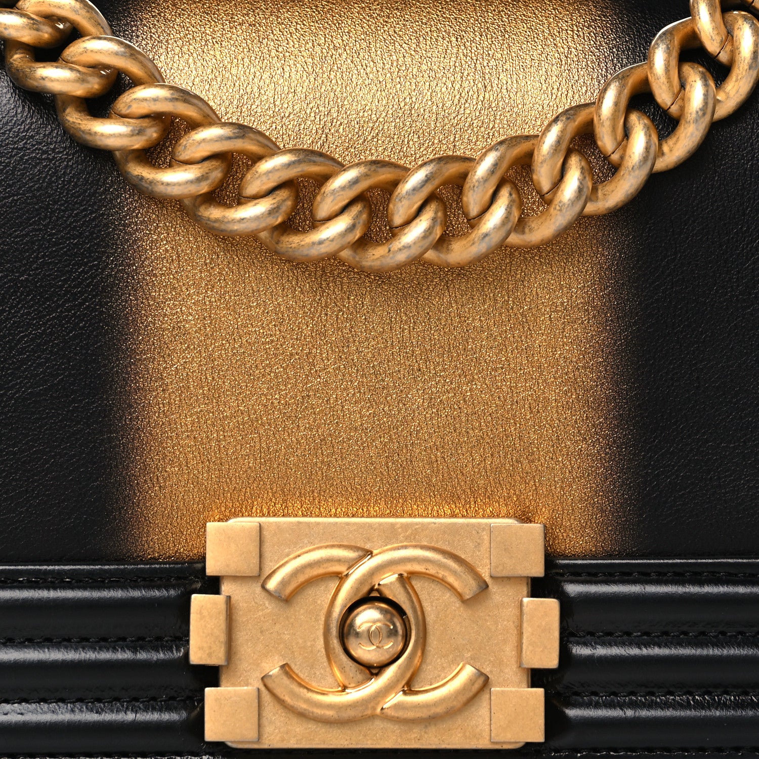 Chanel Metallic Glazed Calfskin Medium Boy Flap Black Gold 8 of 10