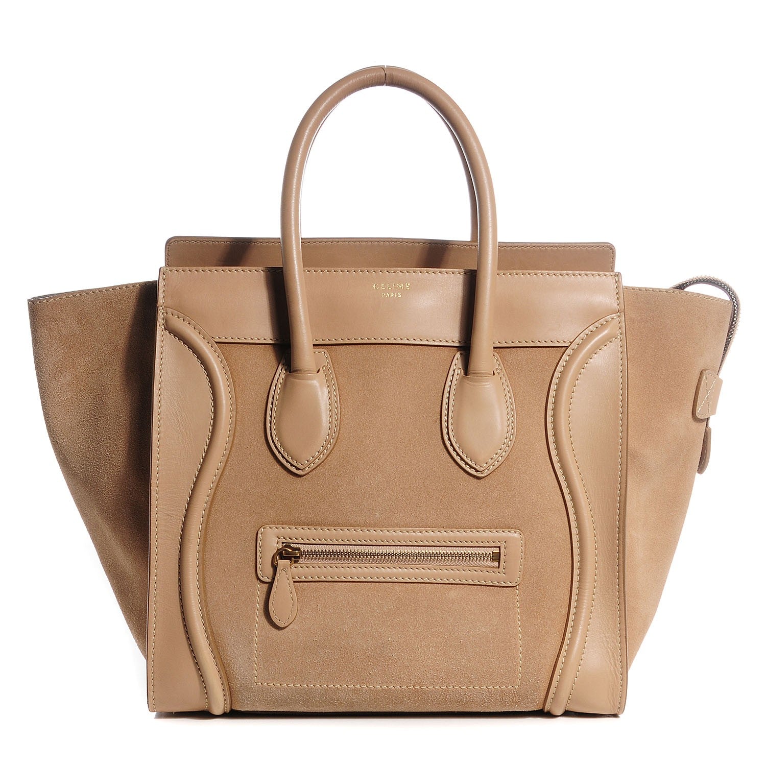 Celine Smooth Calfskin Suede Mini Luggage Camel 1 of 9