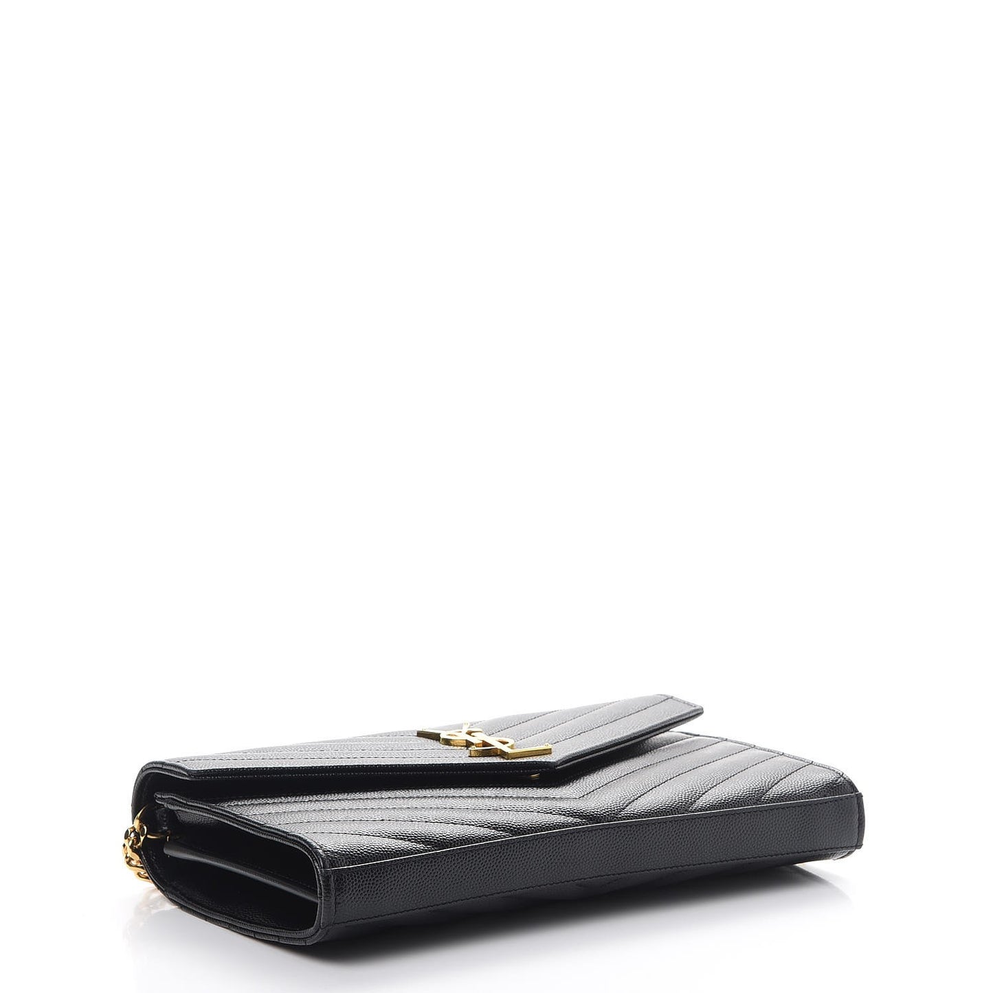 Grain De Poudre Matelasse Chevron Monogram Chain Wallet Black