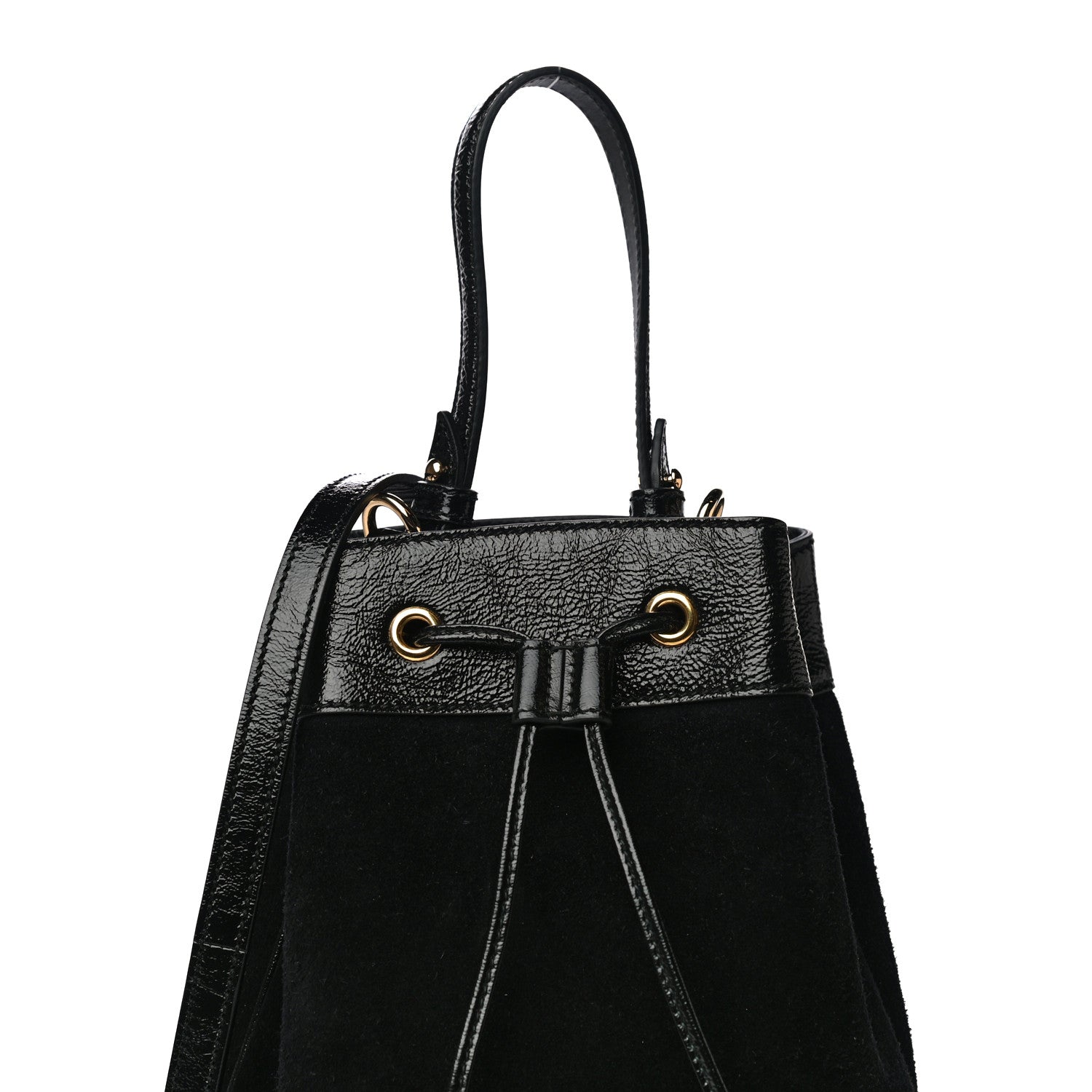 Gucci Suede Patent Web Small Ophidia Bucket Bag Black 7 of 9