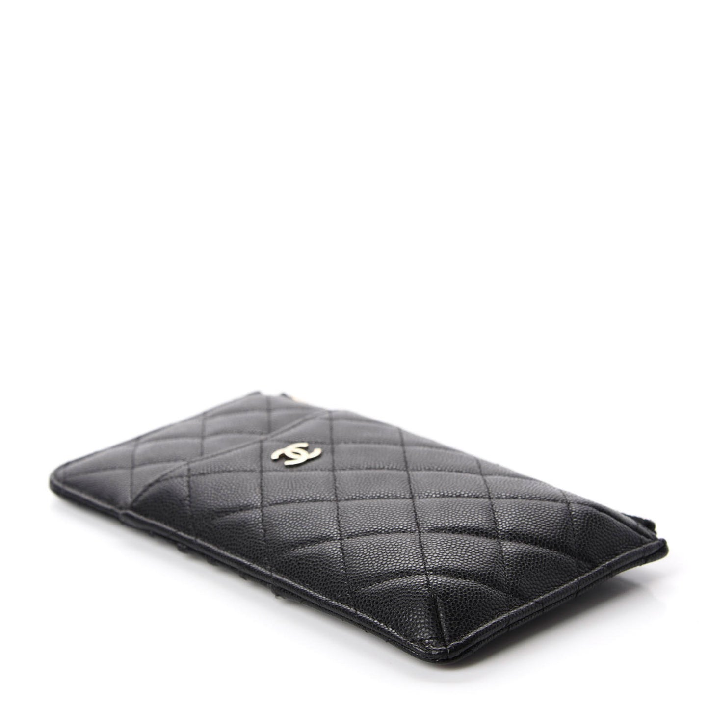 Caviar Quilted Classic Flat Wallet Pouch Black