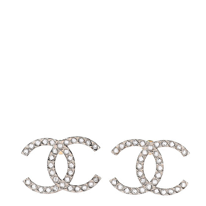 Chanel Baguette Crystal High Society CC Earrings Gold 1 of 3