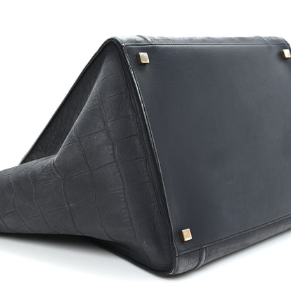 Celine Crocodile Embossed Nubuck Medium Phantom Luggage Navy Blue 8 of 9