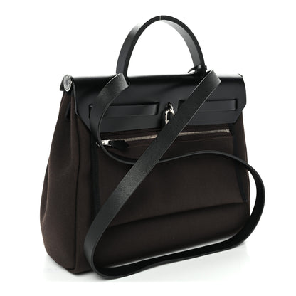 Hermes Military Toile Vache Hunter Herbag Zip Retourne 31 PM Black Ebene 4 of 12
