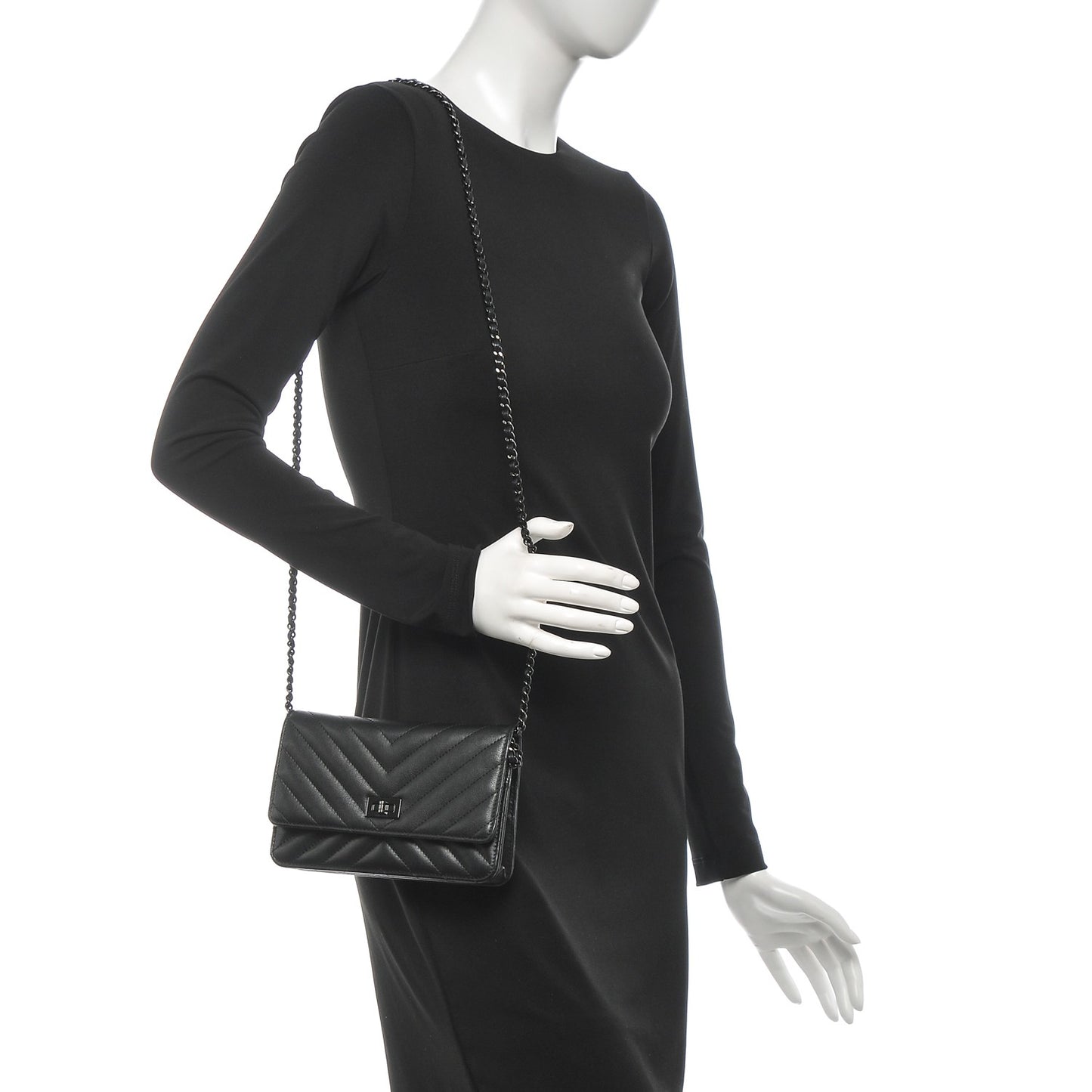 Sheepskin Chevron Reissue Wallet On Chain WOC So Black