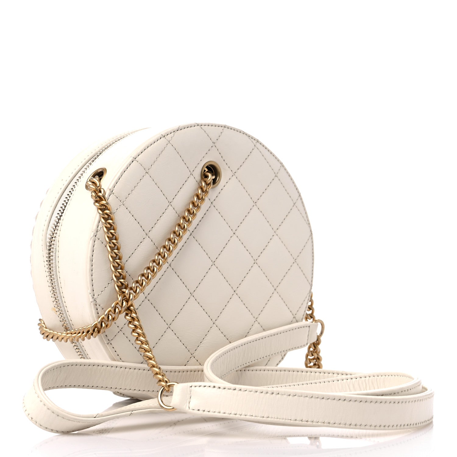 Chanel Crumpled Calfskin Cotton Small En Vogue Round Bag White 3 of 14