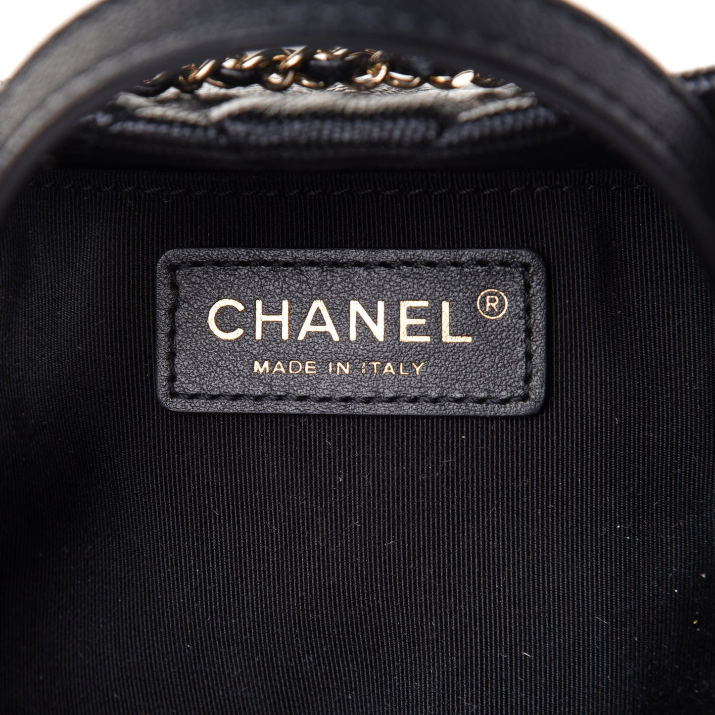 Caviar Quilted Rolled Up Bucket Drawstring Bag Black