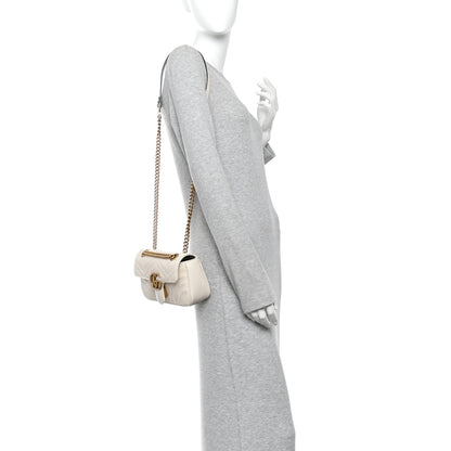 Gucci Calfskin Matelasse Mini GG Marmont Shoulder Bag White 2 of 11