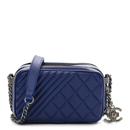 Chanel Lambskin Quilted Mini Coco Boy Camera Bag Blue 1 of 11