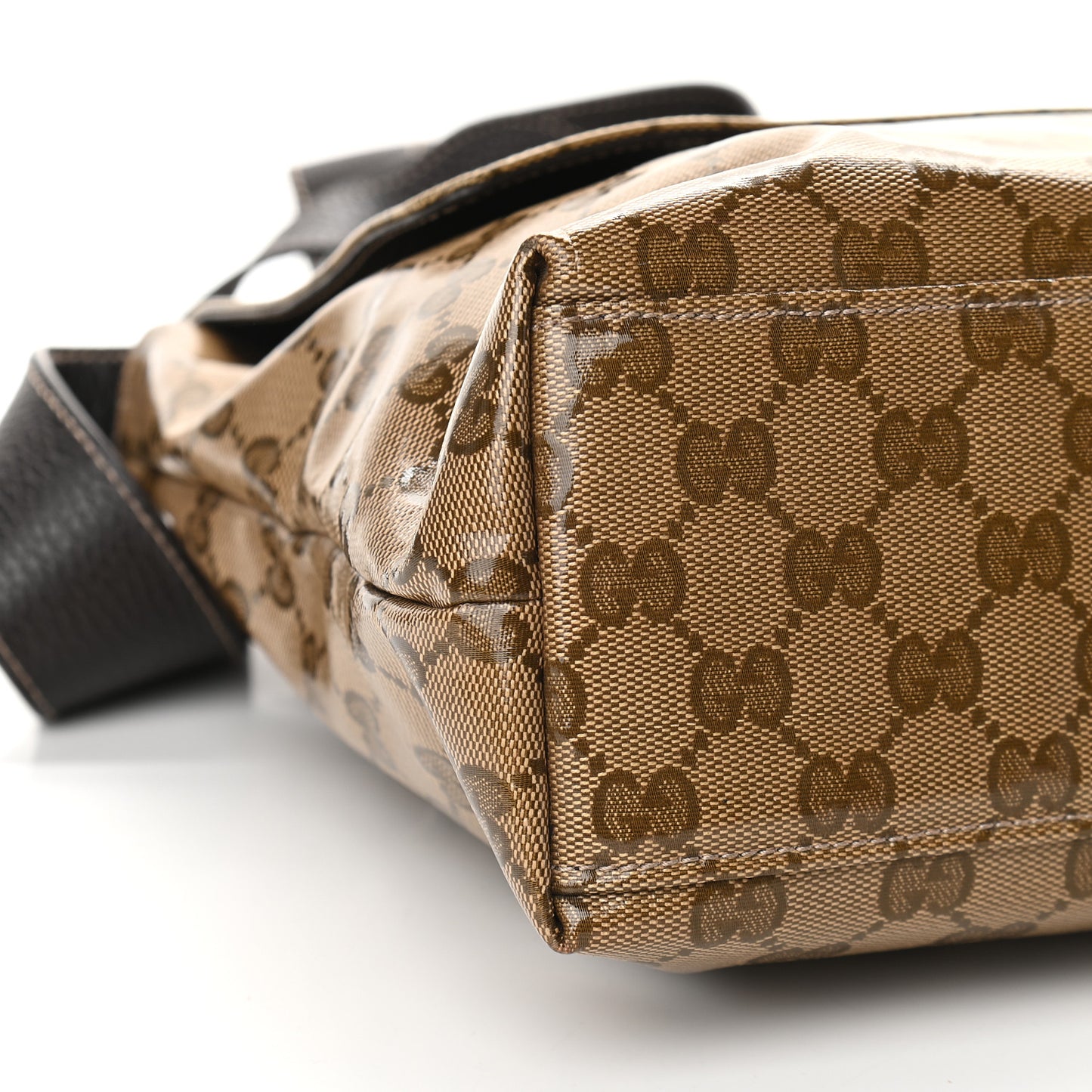 Crystal Monogram Flap Messenger Bag Beige Ebony