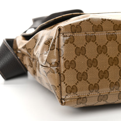 Gucci Crystal Monogram Flap Messenger Bag Beige Ebony 8 of 9