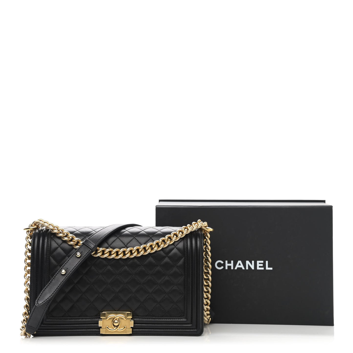 Lambskin Quilted New Medium Boy Flap Black