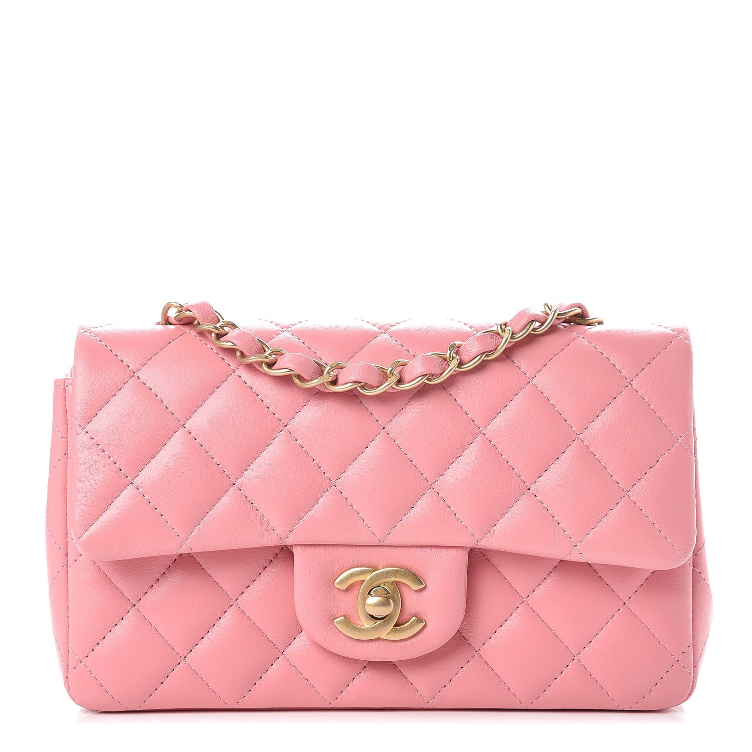 Chanel Lambskin Quilted Mini Rectangular Flap Pink 1 of 10