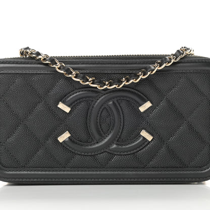 Chanel Caviar Quilted CC Filigree Clutch With Chain Black 11 of 13