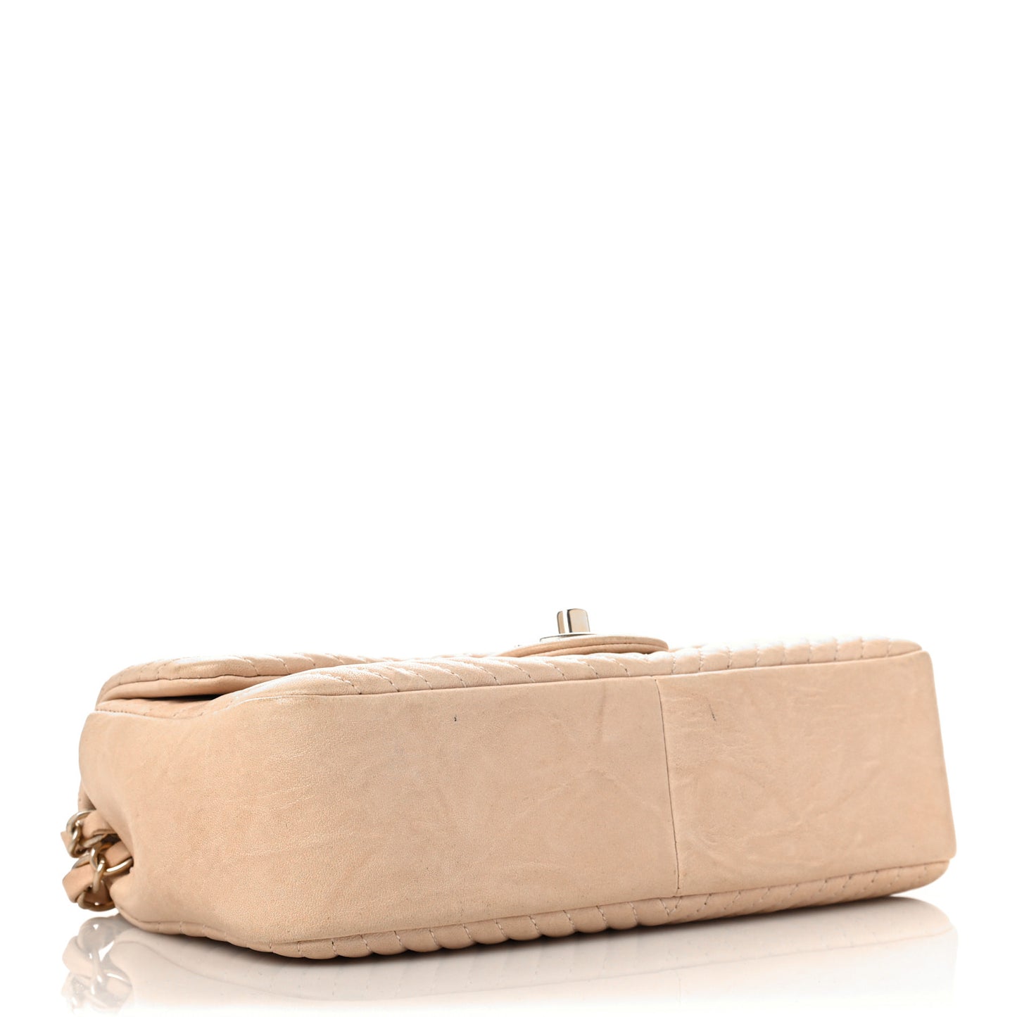 Calfskin Chevron Small Surpique Flap Beige