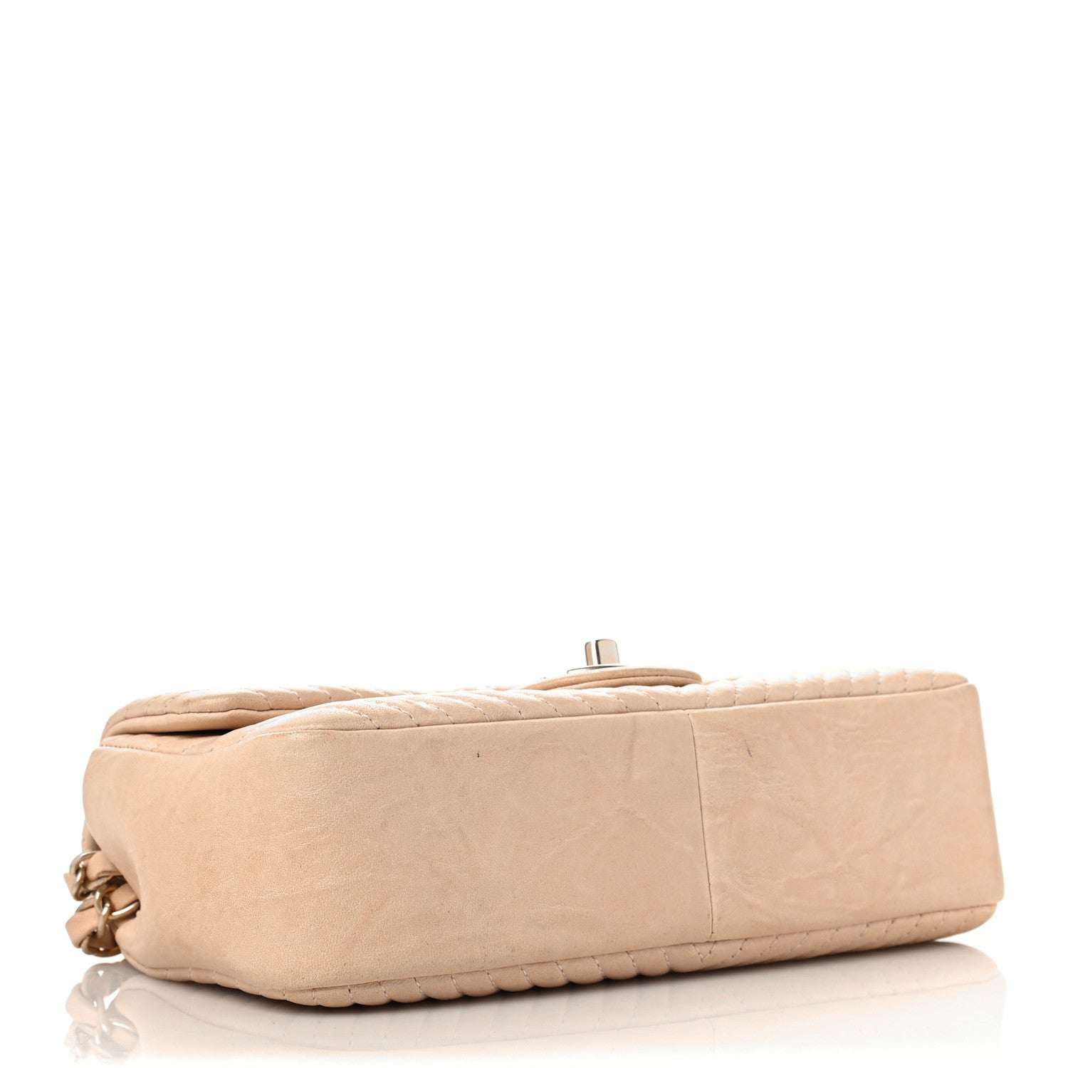 Chanel Calfskin Chevron Small Surpique Flap Beige 4 of 11
