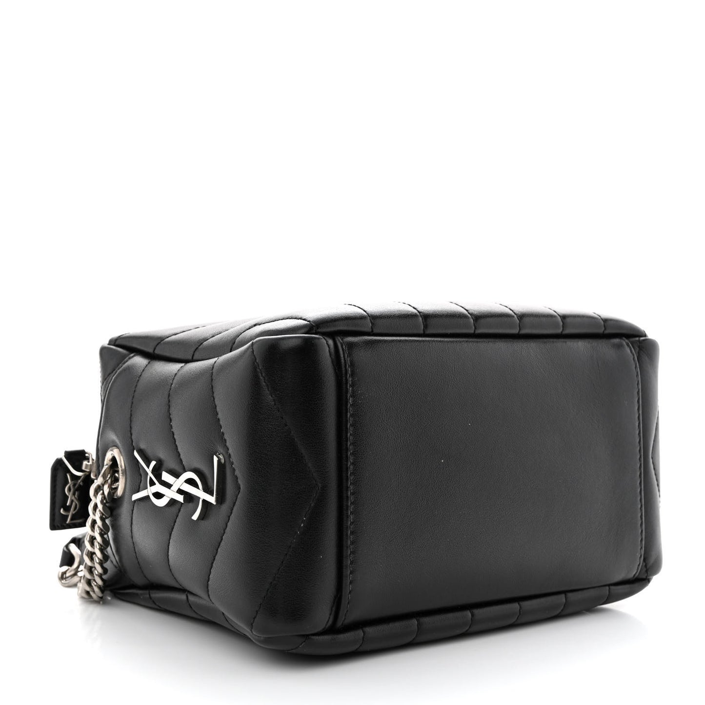 Calfskin Y Quilted Monogram Small Loulou Bowling Bag Black