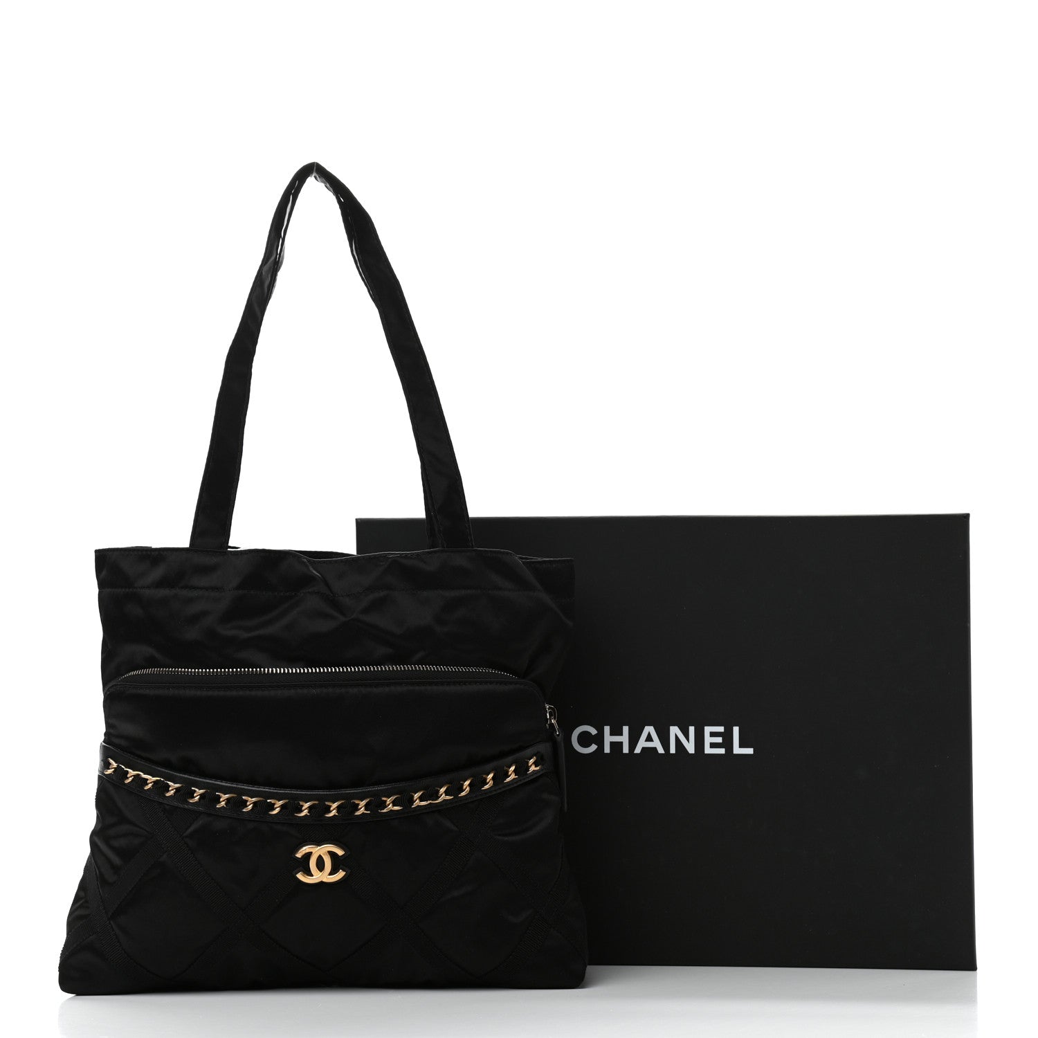 Chanel Nylon Grosgrain Large Lifestyle Pouch With Foldable Tote Black 12 of 12