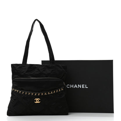 Chanel Nylon Grosgrain Large Lifestyle Pouch With Foldable Tote Black 12 of 12