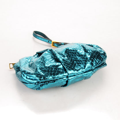 Prada Metallic Python Wristlet Clutch Turchese 4 of 7