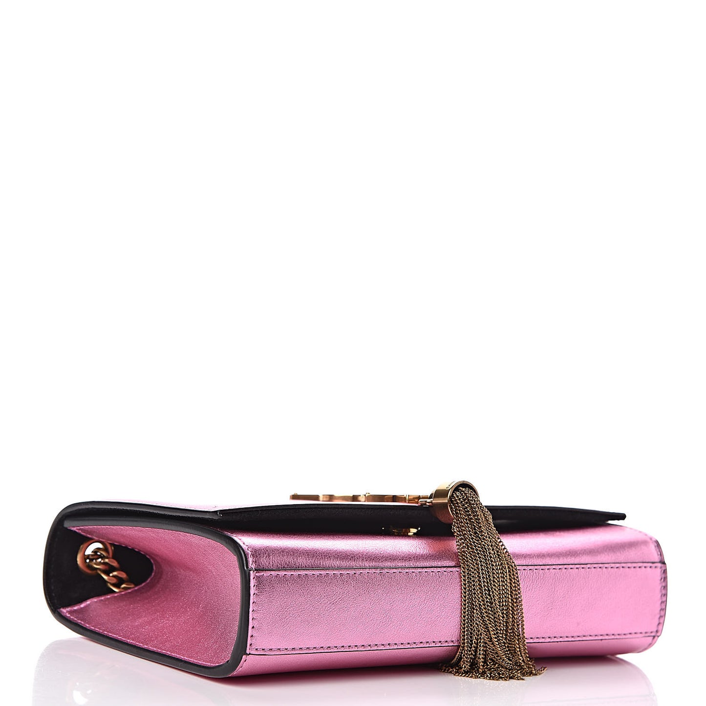 Metallic Calfskin Small Classic Monogram Kate Tassel Satchel Pink