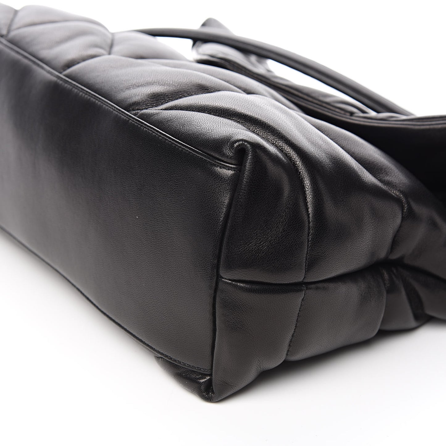 Lambskin Quilted Medium Loulou Puffer Monogram Chain Satchel Black