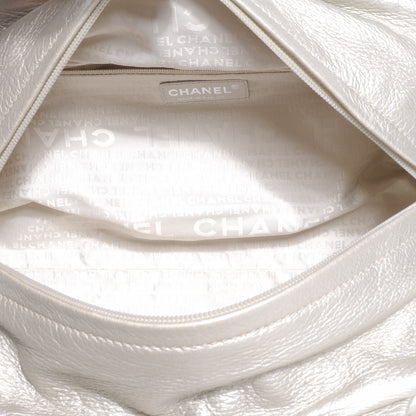 Chanel Metallic Deerskin Stitched Bowler Grey 5 of 7