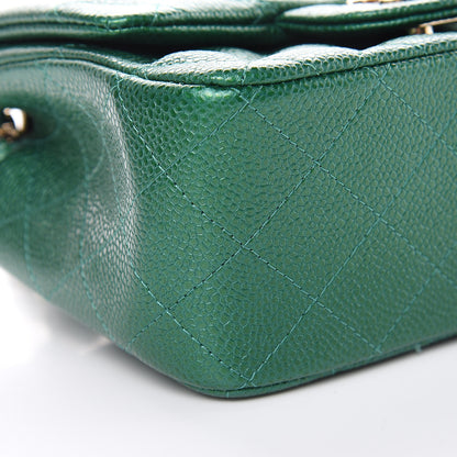 Chanel Metallic Caviar Quilted Mini Square Flap Green 8 of 10