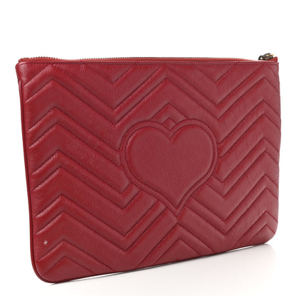 Gucci Azalea Calfskin Matelasse Heart GG Marmont Zip Pouch Romantic Cerise 3 of 8